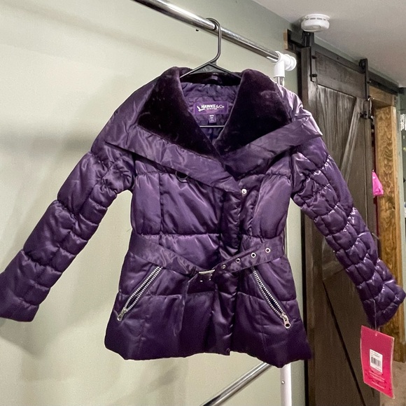 Hawke & Co Other - Hawke & Co Puffer Jacket Girls 10/12 Jacket Purple Full Zip Pockets Belted